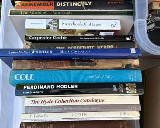 Vintage and coffee table books. Lots of Art books Hyde collection and Picasso among them. 