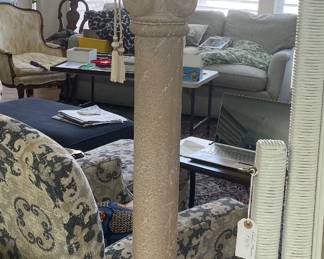 Heavy plaster & acrylic torchiere floor lamp