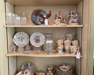 Antique and vintage dishes, glassware and keepsakes