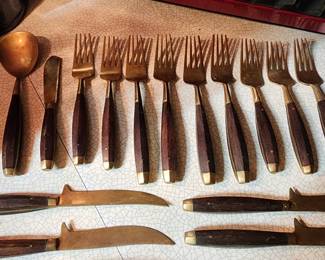 Vintage Flatware with Teak Wood Handles