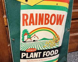 Metal Rainbow Plant Food Vintage Advertising Sign.  Two available. 