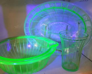 Collection of Uranium Glass/Vaseline Glass