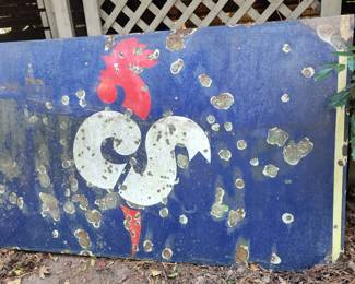 Huge Metal Art Roster Colonial Grocery Store