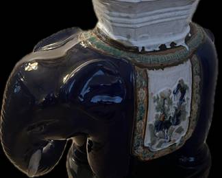 Chinoiserie-style ceramic elephant garden stool.
