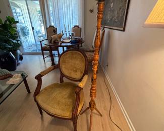 1965 French Medallion DeMornay chair
Turned wooden floor candlestick