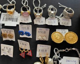 14k Amber Stone Ring, Earrings, Pandora Charm Bracelet (A), Watches, Bracelets, Rings