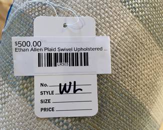 Ethan Allen Plaid Swivel Upholstered Chair