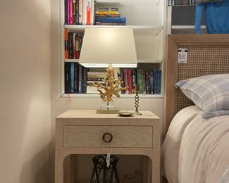 Butler Specialty Raffia Nightstand (B), Coral Table Lamp