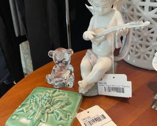Tyge Cherub Tile, Lladro "Angel with Lute" Figurine