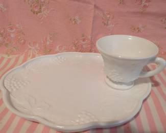 Milk Glass snack sets