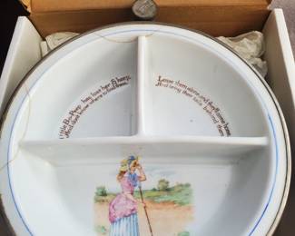 This vintage child's warmer bowl is cute but cracked.  Still you may know how to fix it.