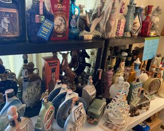 Over 100 collectible Jim Beam decanter bottles