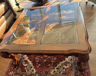 Vintage wood and glass coffee table