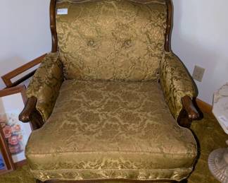 Vintage French Style Hand Carved Bergere Chair