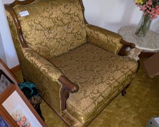 Vintage French Style Hand Carved Bergere Chair