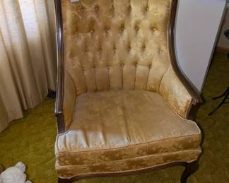 Vintage French Style Hand Carved Bergere Chair