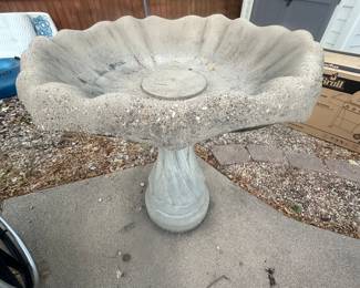 Oversize concrete birdbath