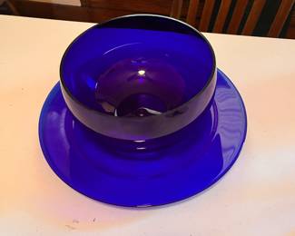 Large Cobalt Platter and Bowl