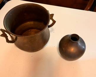 Large and Small Brass Urns