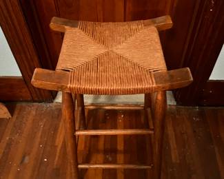 Wooden Stool with Grass Seat