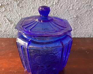 Cobalt Blue Cookie Jar from the Depression Era