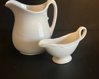 IRONSTONE PITCHER AND GRAVY BOAT