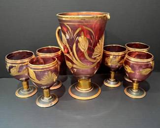 BOHEMIAN PITCHER AND GLASSES SET