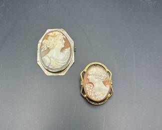 14k Gold Cameo Pins