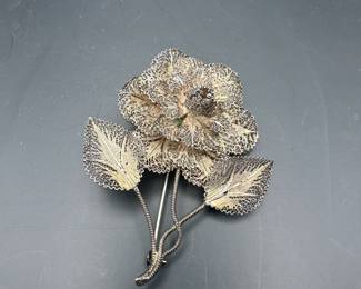 Sterling Silver Flower Pin