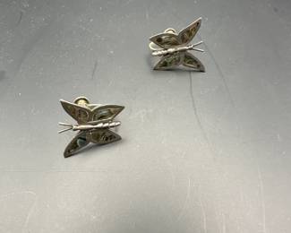 Sterling Screwback Butterfly Earrings