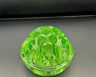 Uranium Glass Flower Frog