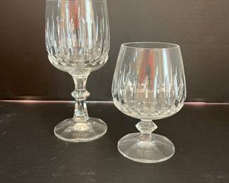 CRYSTAL - SET OF EIGHT WATER GOBLETS AND AND SIX BRANDY SNIFTERS