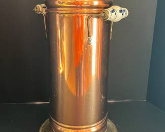 COPPER UMBRELLA STAND WITH DELFT STYLE HANDLES