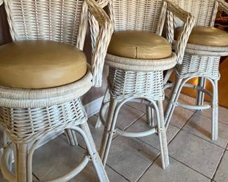 WICKER SWIVEL BAR STOOLS