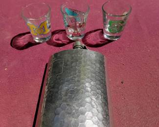 Shot Glasses and Flask