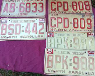 License Plates North Carolina Sequential