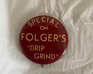 Folgers advertising pin