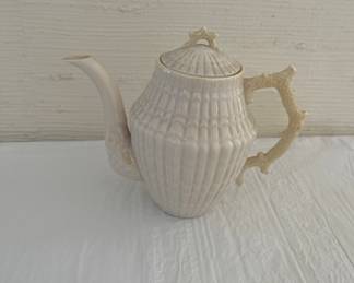 Belleek Porcelain Limpet Teapot with yellow luster