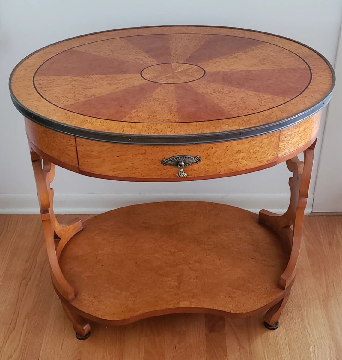 John Widdicomb Antique Wood Accent Table with Pull Drawer