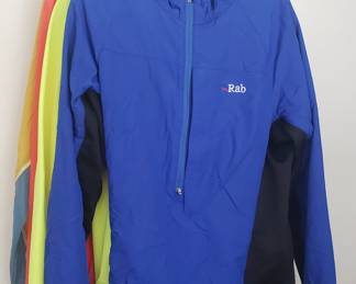 Rab Vapour-Rise Stretch Top Outdoor Jacket, Bontrager Profila Cycling Jackets, and Columbia Titanium Running Jacket, all barely used or used at all.