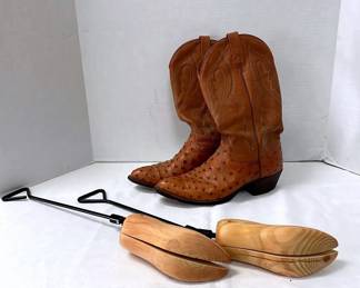 Ostrich Boots Men Size 10 J. Chisholm Handcrafted USA  Boot Stretchers