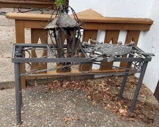 Wrought Iron Table, Hanging Lamp Door Knocker