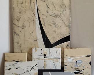 Abstract Splatter Acrylic Set In Neutral Tones