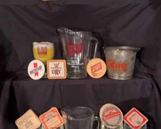 Barware Pitchers, Beer Goblets, Bar Mats, Plastic Trays, Bucket, Flagstaff Brewers Art, Coasters, 