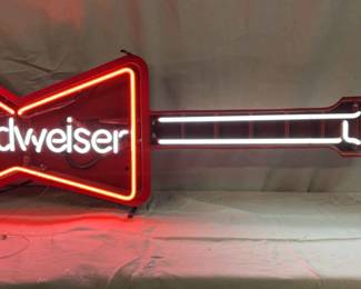 Budweiser Beer Guitar Neon Bar Sign