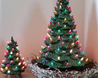 Christmas Ceramic Light Up Big Tree Little Tree