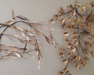 Two Artisan Willow And Maple Leaf Metal Wall Sculptures Paper Art