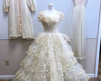 Vintage Wedding Gown, Night Gown, And Peignoir