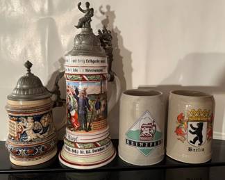 Vintage Steins, Military Keepsake 115th Infantry Regiment, Stein Krug with Lid, Berlin Heinzfest
