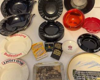 Vintage Ashtray Assortment and Matchbooks 